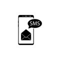 smartphone, envelope, sms vector icon for websites and mobile minimalistic flat design