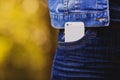 Smartphone in everyday life. phone in jeans pocket. Royalty Free Stock Photo
