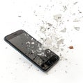 Smartphone exploding isolated on white background