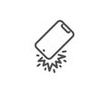 Smartphone falling line icon. Phone crash sign. Mobile device. Vector