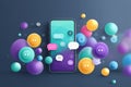 Chat Application Interface Displayed on Smartphone With Colorful Voice Bubbles Creating a Dynamic Visual Experience Royalty Free Stock Photo