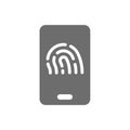 Smartphone and fingerprint identification icon