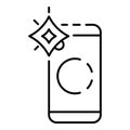 Smartphone flash icon, outline style