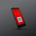 Smartphone with flight boarding pass land QR code Royalty Free Stock Photo