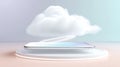 Smartphone with floating cloud above it on pastel background in cloud dancer tones, futuristic concept of cloud storage Royalty Free Stock Photo
