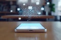 Smartphone with flying envelopes on the screen. 3d rendering.Concept of online communication and digital messages.