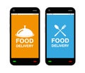 Smartphone with food delivery application logo on screen