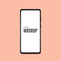 Smartphone frame, black mockup with blank screen. Mockup front view Realistic.On cameo color background Vector illustration