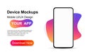 Smartphone frame blank screen, 3d phone mockup. Modern device model template for presentation UI UX app design interface