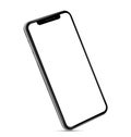 Smartphone frameless blank screen standing on the corner