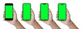 Smartphone frameless mockup. Studio shot of green screen smartphone with blank screen for Infographic Royalty Free Stock Photo