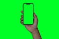 Smartphone frameless mockup. Studio shot of green screen smartphone with blank screen Royalty Free Stock Photo