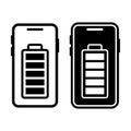 Smartphone Full Battery Black Icon Bundle for Power and Charging Status Royalty Free Stock Photo