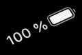 Smartphone full charged battery level indicator - 100 percent: close up macro