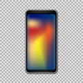Smartphone with full gradient touchscreen isolated on transparent background. Vector illustration. Royalty Free Stock Photo