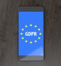 Smartphone With GDPR General Data Protection Regulation On Its D