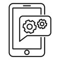 Smartphone gear innovation icon, outline style