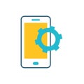 Smartphone with gear settings icon Royalty Free Stock Photo