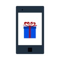Smartphone With Gift Box On Screen Icon Royalty Free Stock Photo