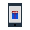 Smartphone With Gift Box On Screen Icon Royalty Free Stock Photo