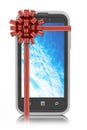 Smartphone gift tied with ribbon Royalty Free Stock Photo