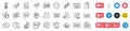 Smartphone glass, Artificial intelligence and Seo marketing line icons pack. For web app. Social media icons. Vector