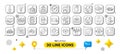 Smartphone glass, Correct checkbox and Open mail line icons pack. For web app. 3d design elements. Vector