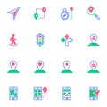 Smartphone gps navigator flat icons set