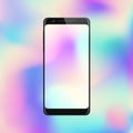 Smartphone on gradient background. Mobile phone with abstract colorful screen Royalty Free Stock Photo