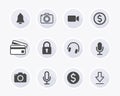 smartphone grey icon set, social media, digital vector icons