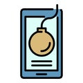 Smartphone hacker icon color outline vector Royalty Free Stock Photo