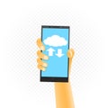 Smartphone in hand cloud service sign Royalty Free Stock Photo