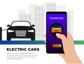 Smartphone in hand with information about the status of the charge of your electric car.