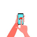 Smartphone in hand. Vector illustration