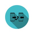 Smartphone, handset, arrow long shadow icon. Simple glyph, flat vector of mobile concept icons for ui and ux, website or mobile