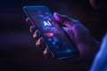 With a smartphone that has a holographic AI interface, a user accesses an assistant chatbot powered by artificial