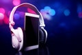 Smartphone with headphones Royalty Free Stock Photo