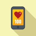Smartphone heart rate icon flat vector. Healthy impact