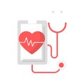 Smartphone with Heartbeat Icon and Stethoscope Graphic for Health Technology Concept Royalty Free Stock Photo