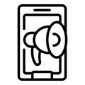 Smartphone help icon outline vector. Social review