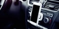 Smartphone holding car navigation driving technology concept Royalty Free Stock Photo