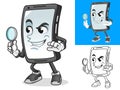 Smartphone Holding Magnifying Glass Cartoon Character Mascot Illustration