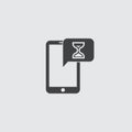 Smartphone with hourglass icon in a flat design in black color. Vector illustration eps10 Royalty Free Stock Photo
