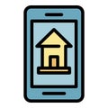 Smartphone house leasing icon color outline vector