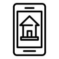 Smartphone house leasing icon, outline style