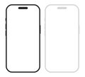 Smartphone icon, black and white models smartphone, mobile phone with empty screen, smartphone mockup front view, mobile phone, ui