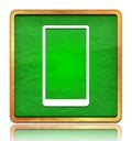 Smartphone icon chalk board green square button slate texture wooden frame concept isolated on white background with shadow Royalty Free Stock Photo