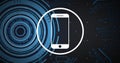 Smartphone icon and coding image over digital circuit background Royalty Free Stock Photo