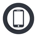 Smartphone icon flat vector round button clean black and white design concept isolated illustration Royalty Free Stock Photo