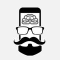 Smartphone icon_hipster with glasses beard and mustache